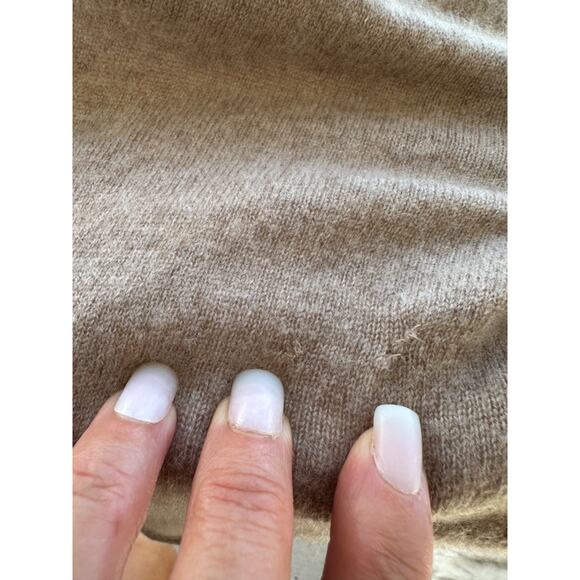 Vintage Garnet Hill XS Taupe Beige Cashmere Open Front Knot Cardigan Sweater - Picture 7 of 9